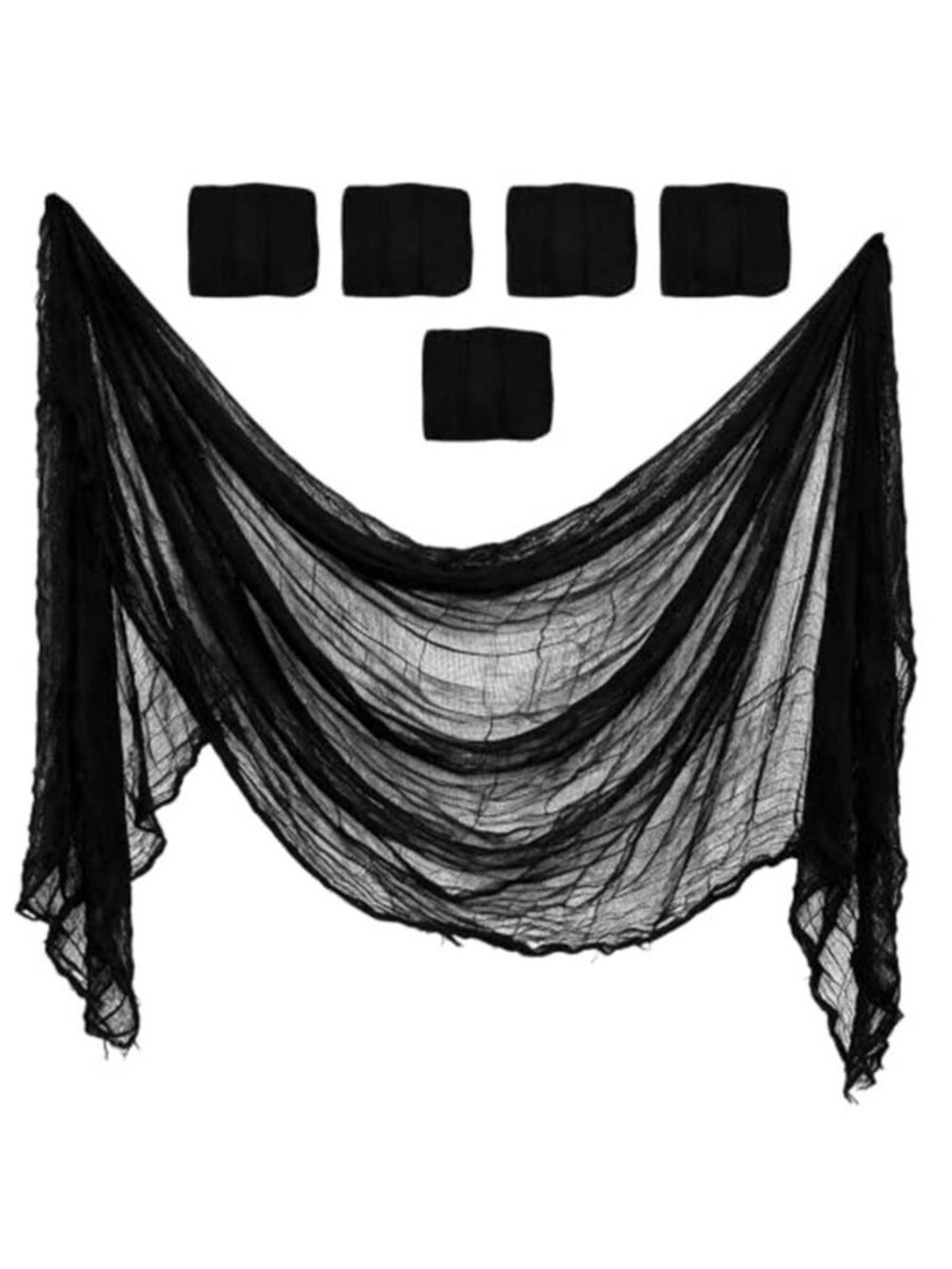 5 Pack 30x90 Black Halloween Cloth Creepy Cloth Tattered Gauze Decor